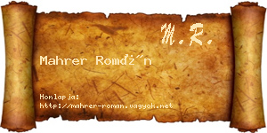 Mahrer Román névjegykártya